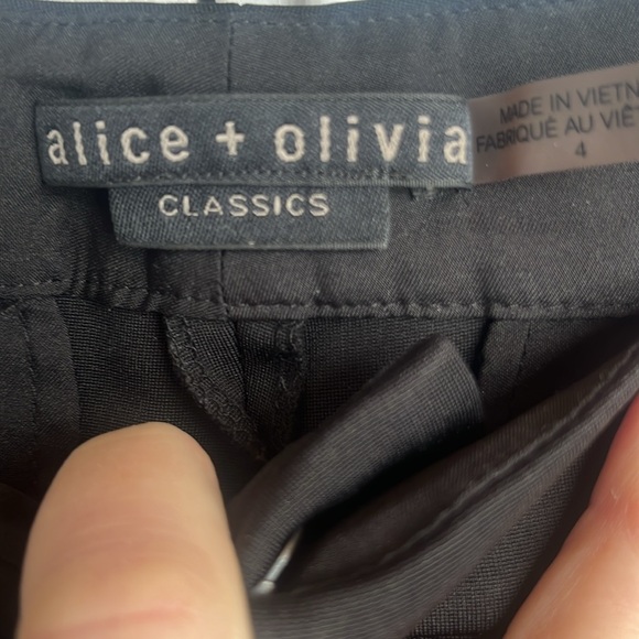 Alice + Olivia Black Classics Walker Slit Slim Leg Pants Size 4 - Picture 8 of 11